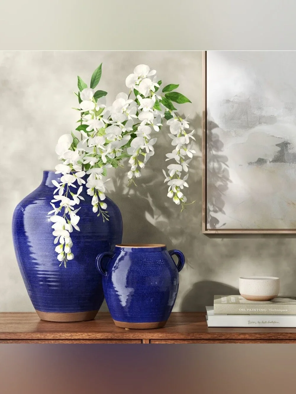 Medium Tuscan Ceramic Handled Vase Blue - Threshold